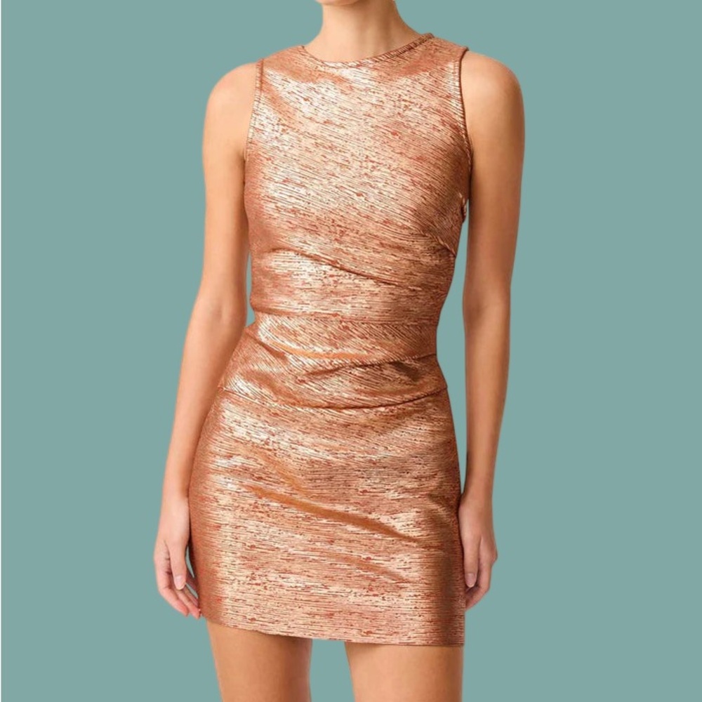 Elliatt Metallic Copper Mini Sheath Dress